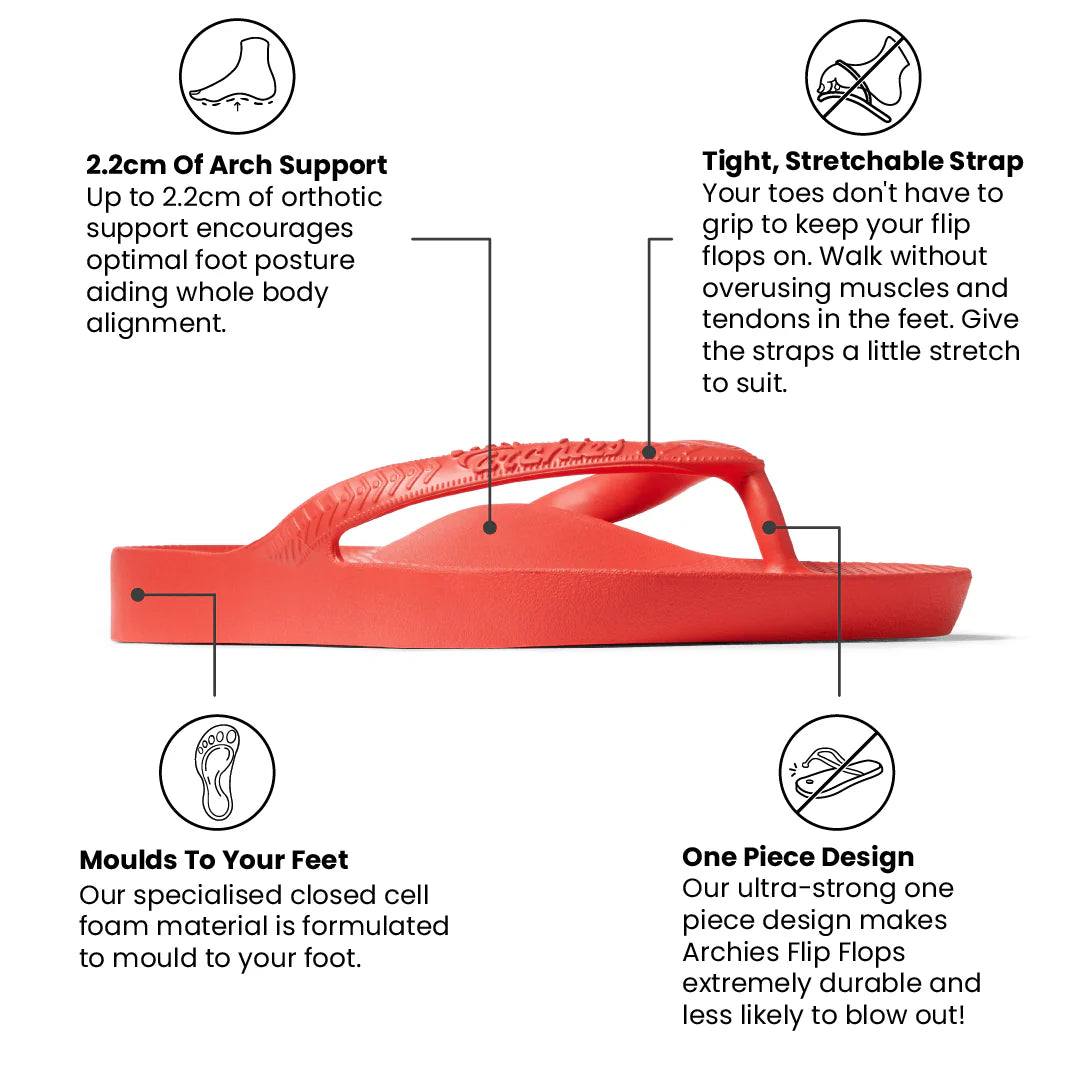 ARCHIES Arch Support Thongs - Coral