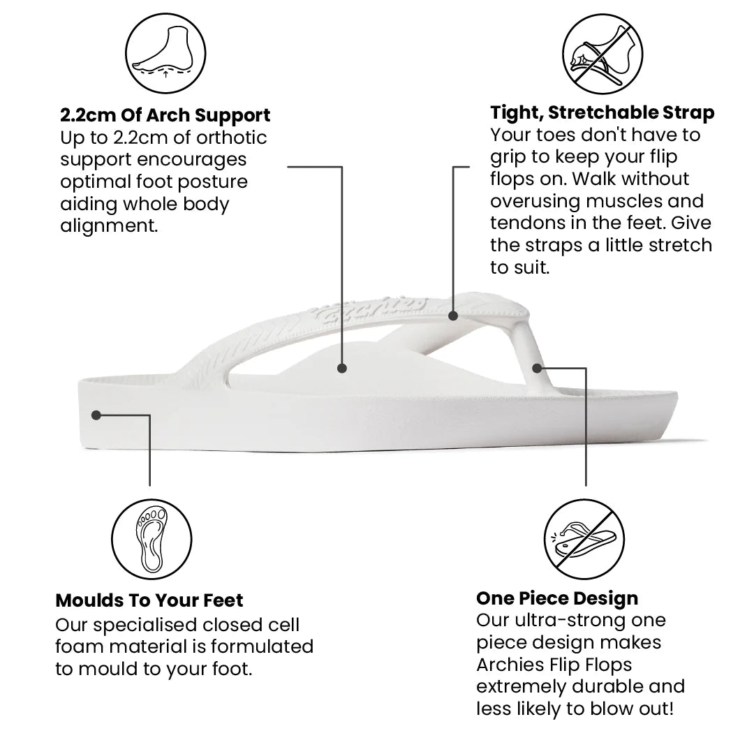 ARCHIES Arch Support Thongs - White